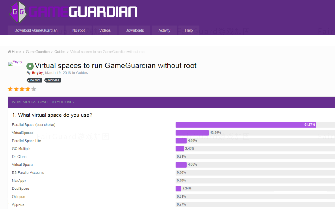 GameGuardian官网对最受欢迎虚拟机的投票