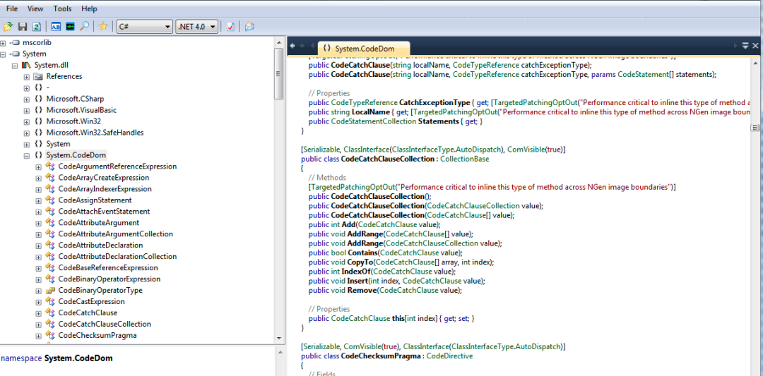 使用工具 .NET Reflector 几乎可以还原出 C# 文件