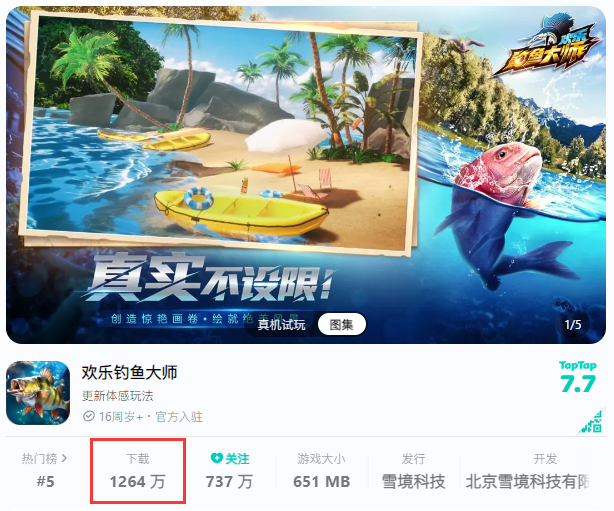 上线一个多月仅TapTap就斩获了1264万下载量